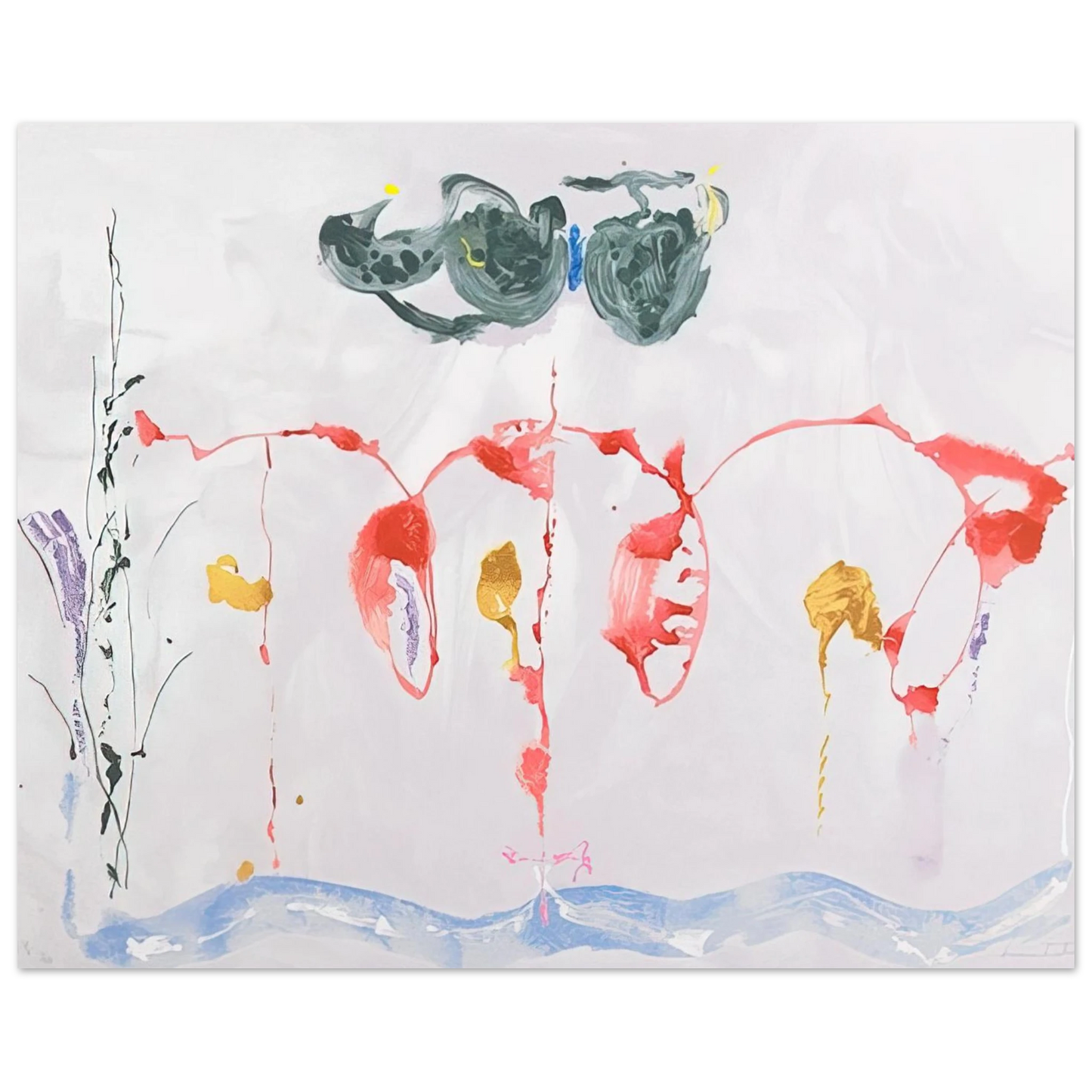 Helen Frankenthaler - Aerie - 2009 Wall art - 13x18 cm / 5x7 inches - Premium Wooden Framed Poster With Fine Art Paper - Black frame