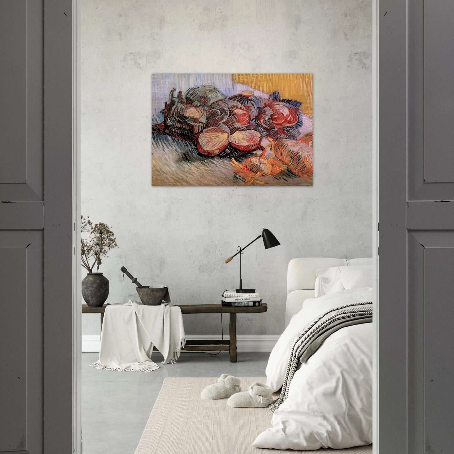 Still Life with Red Cabbages and Onions - Vincent van Gogh Brushed Aluminum Print - 70x100 cm / 28x40 inches | Vincent van Gogh Aluminum Print | Vincent van Gogh Prints