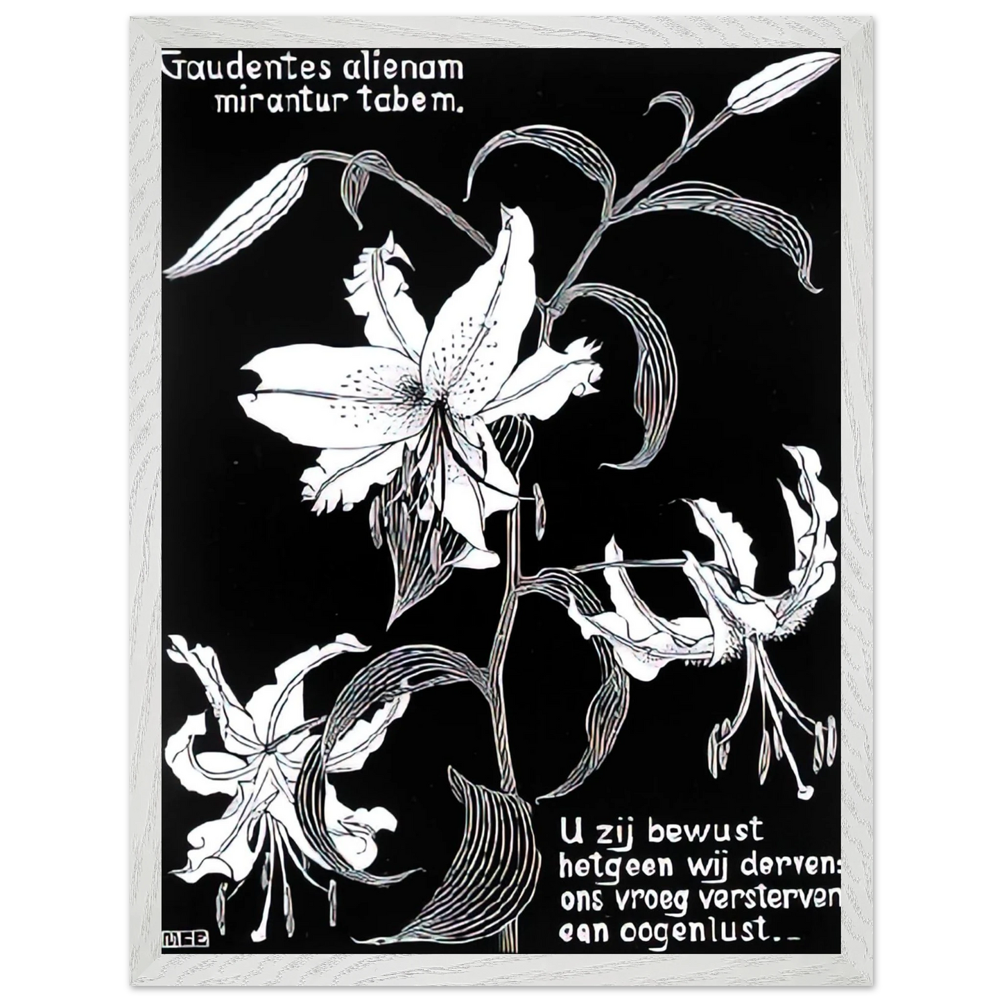MC Escher - FLOWERS Wall Art - 60x80 cm / 24x32 inches - Premium Wooden Framed Poster With Fine Art Paper - Black frame