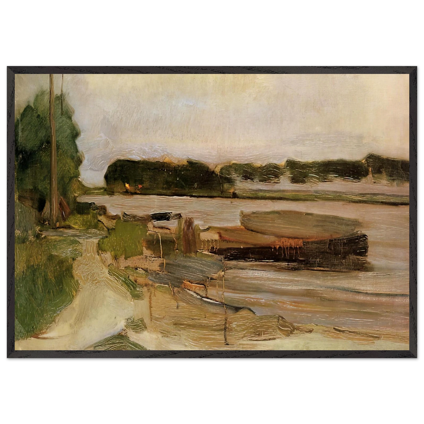 At the Amstel Sun - Piet Mondrian 70x100 cm / 28x40 inches Framed Art Print – Black Wooden Frame