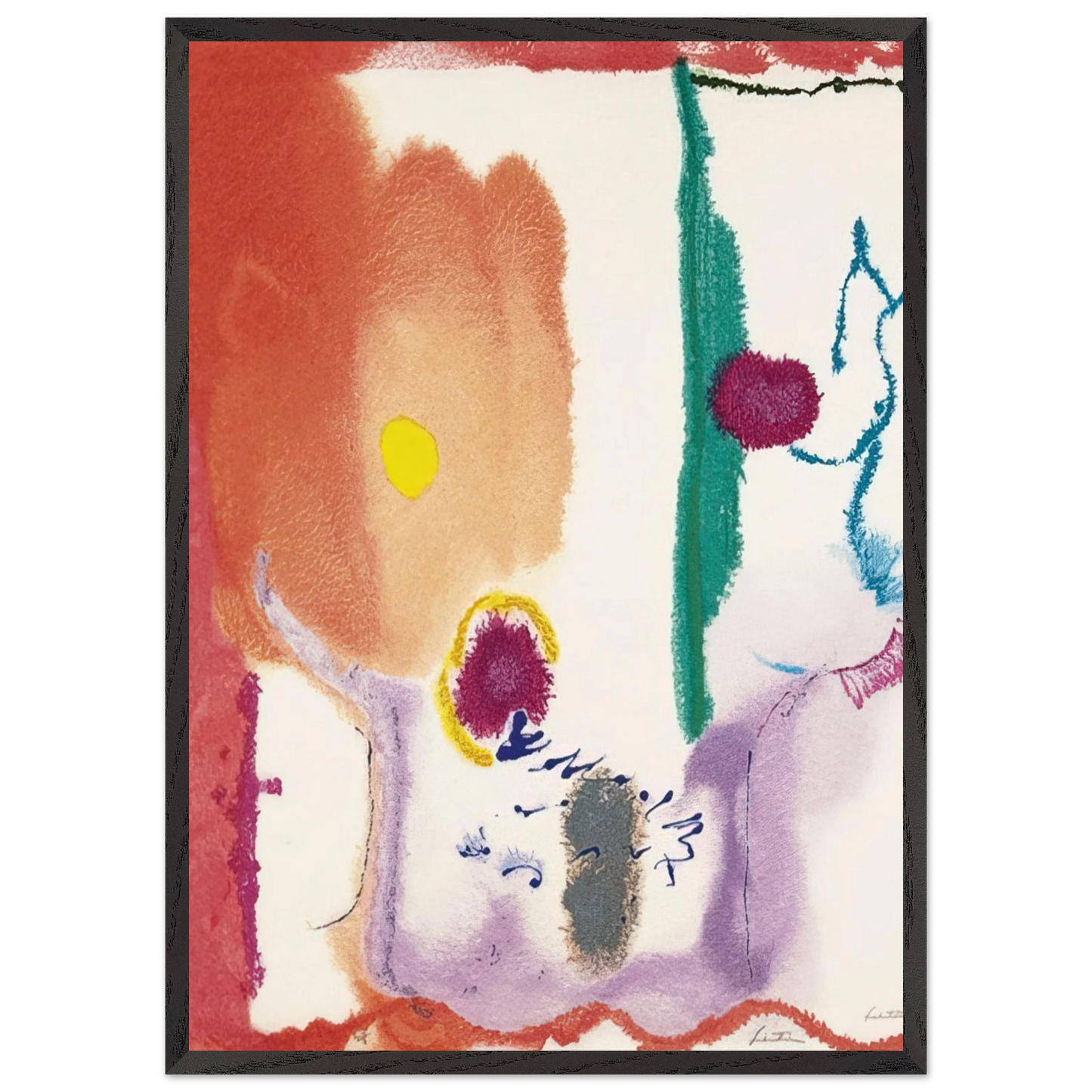 Helen Frankenthaler - Beginnings - 2002 Wall art - 21x29.7 cm / 8x12" - Premium Wooden Framed Poster With Fine Art Paper - White frame