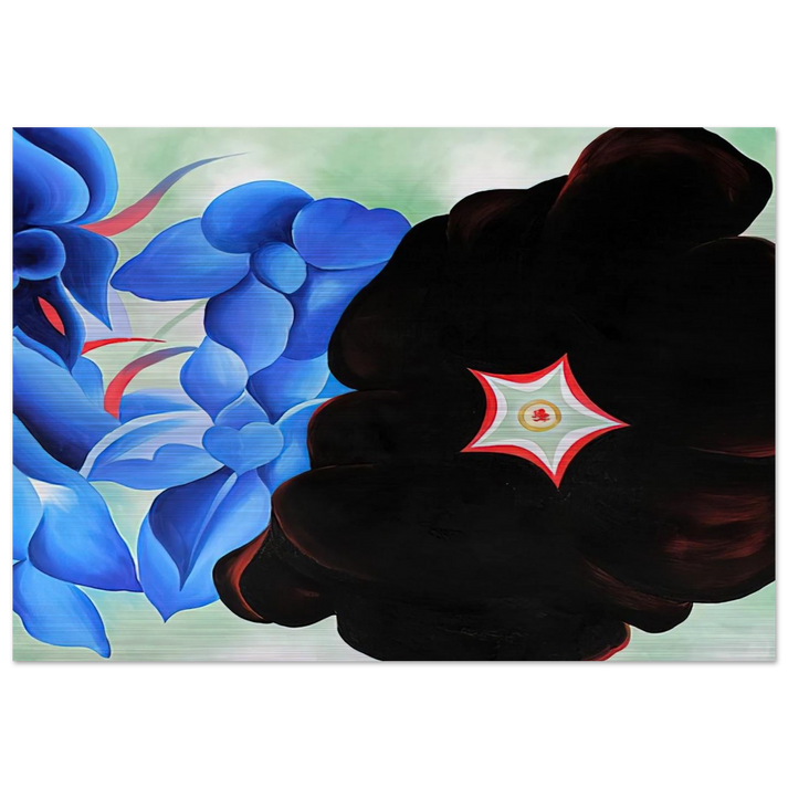 Black Hollyhock - Blue Larkspur - Georgia O'Keeffe Brushed Aluminum Print - 70x100 cm / 28x40 inches | Georgia O'Keeffe Aluminum Print | Georgia O'Keeffe Prints