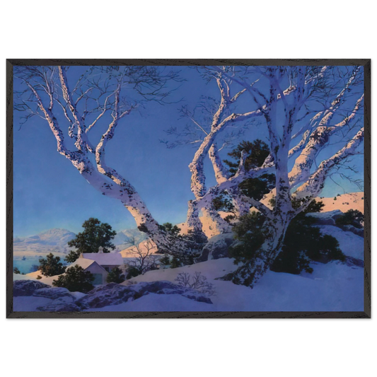 Birches in Winter - Maxfield Parrish Framed Art Print – Black Wooden Frame - Default Title - -Framed Art Print