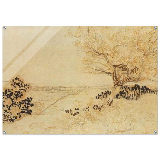 Landscape with a Tree in the Foreground - Vincent van Gogh Acrylic Print - 70x100 cm / 28x40″ inches