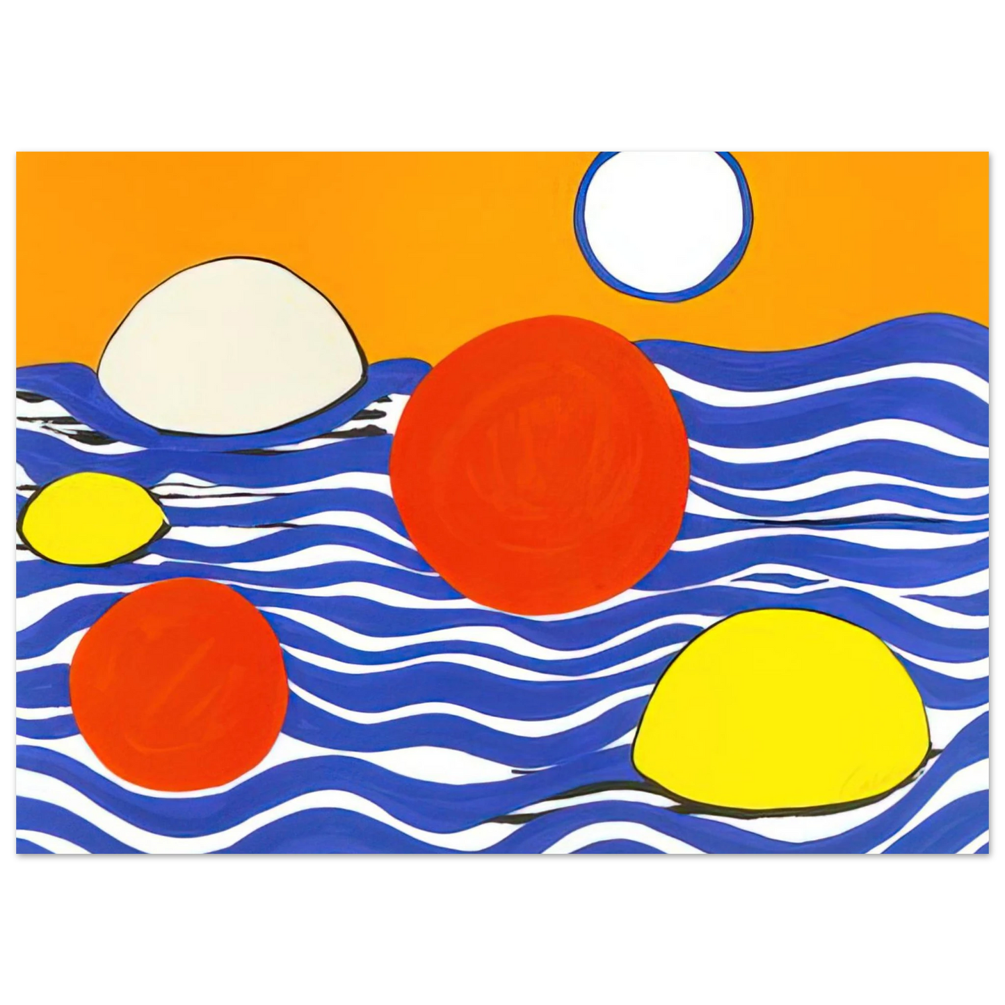 Alexander Calder - WAVES 1973 Fine Art Poster - 40x60 cm / 16x24 inches