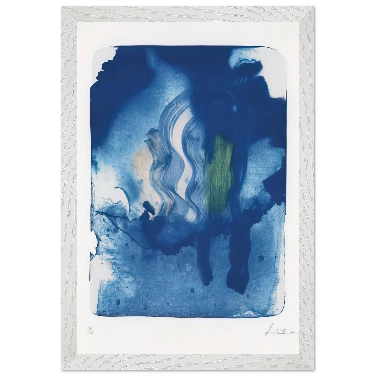 Helen Frankenthaler - Reflections V - 1995 Wall art - 28x43  cm / XL (11x17 inches) - Premium Wooden Framed Poster With Fine Art Paper - Wood frame