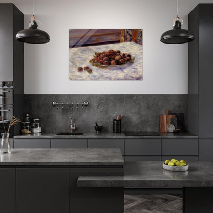 Still Life, a Plate of Plums - Pierre-Auguste Renoir Acrylic Print - 70x100 cm / 28x40″ inches