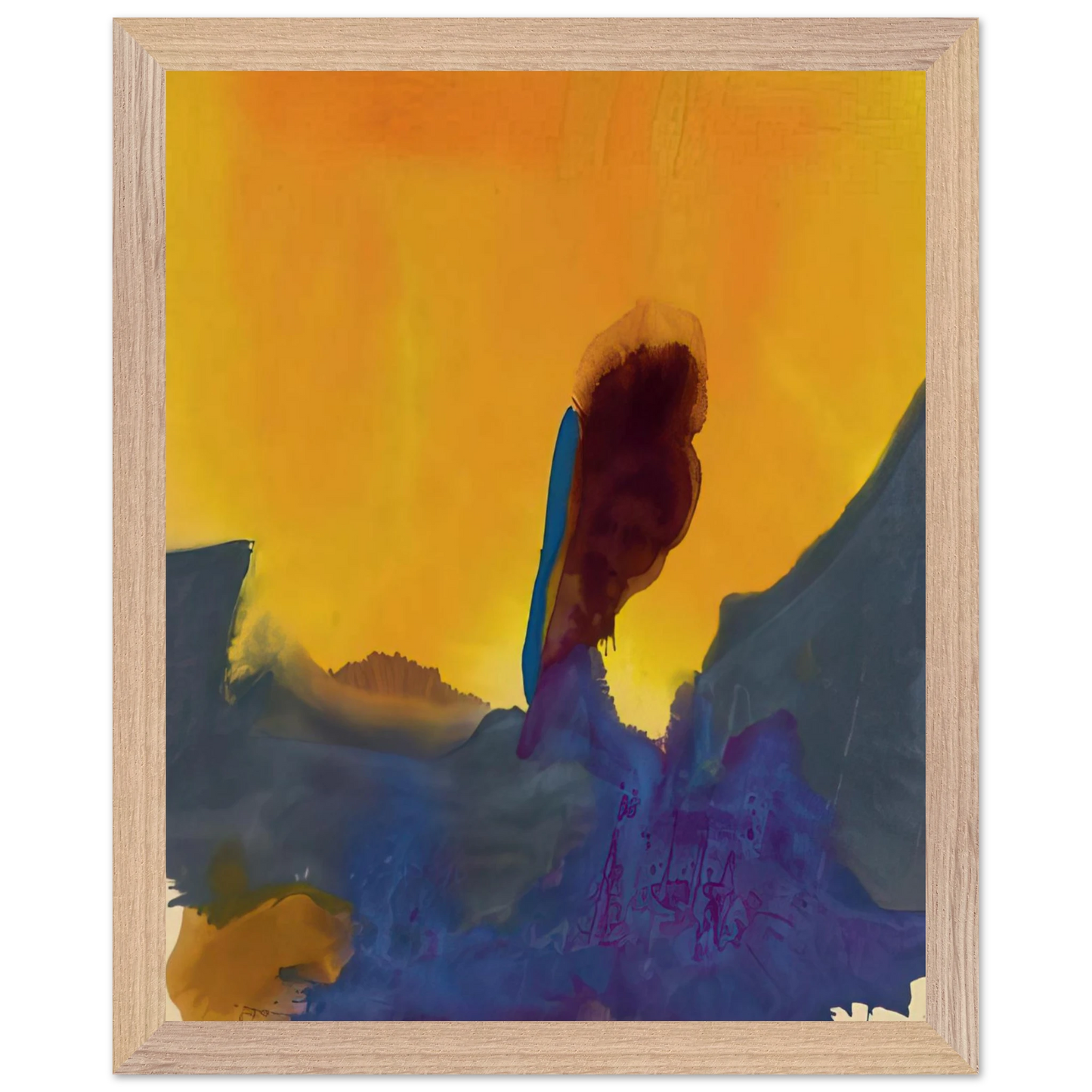 Helen Frankenthaler - Glow II - 1968 Wall art - 45x60 cm / 18x24 inches - Premium Wooden Framed Poster With Fine Art Paper - Black frame