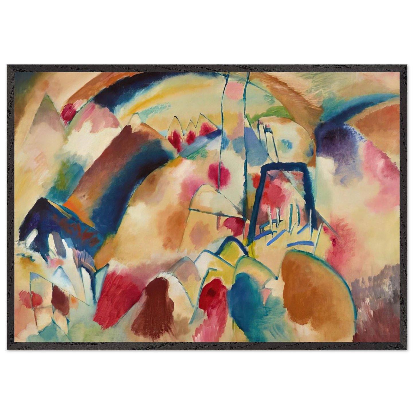 LANDSCAPE WITH CHURCH 1913 - Wassily Kandinsky Framed Art Print – Black Wooden Frame - Default Title - -Framed Art Print