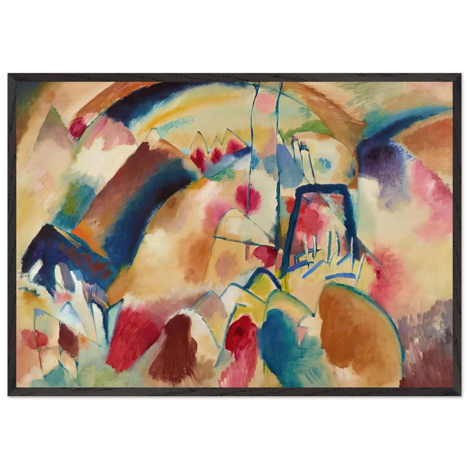 LANDSCAPE WITH CHURCH 1913 - Wassily Kandinsky Framed Art Print – Black Wooden Frame - Default Title - -Framed Art Print