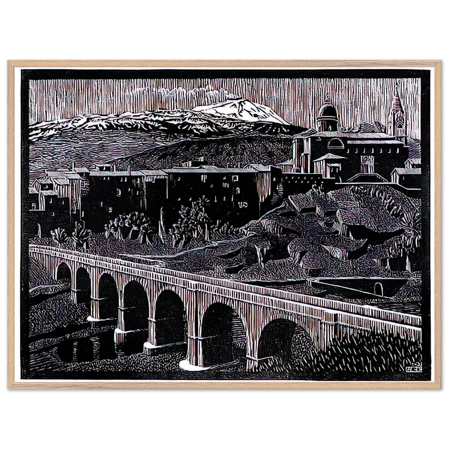 MC Escher - RANDAZZO AND MOUNT ETNA SICILY JANUARY 1933 1933 Wall Art - 30x40 cm / 12x16 inches - Fine Art Poster - -