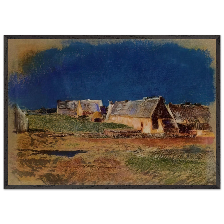 LANDSCAPE IN BRITTANY PEYRELEBADE - Odilon Redon 70x100 cm / 28x40 inches Framed Art Print – Black Wooden Frame