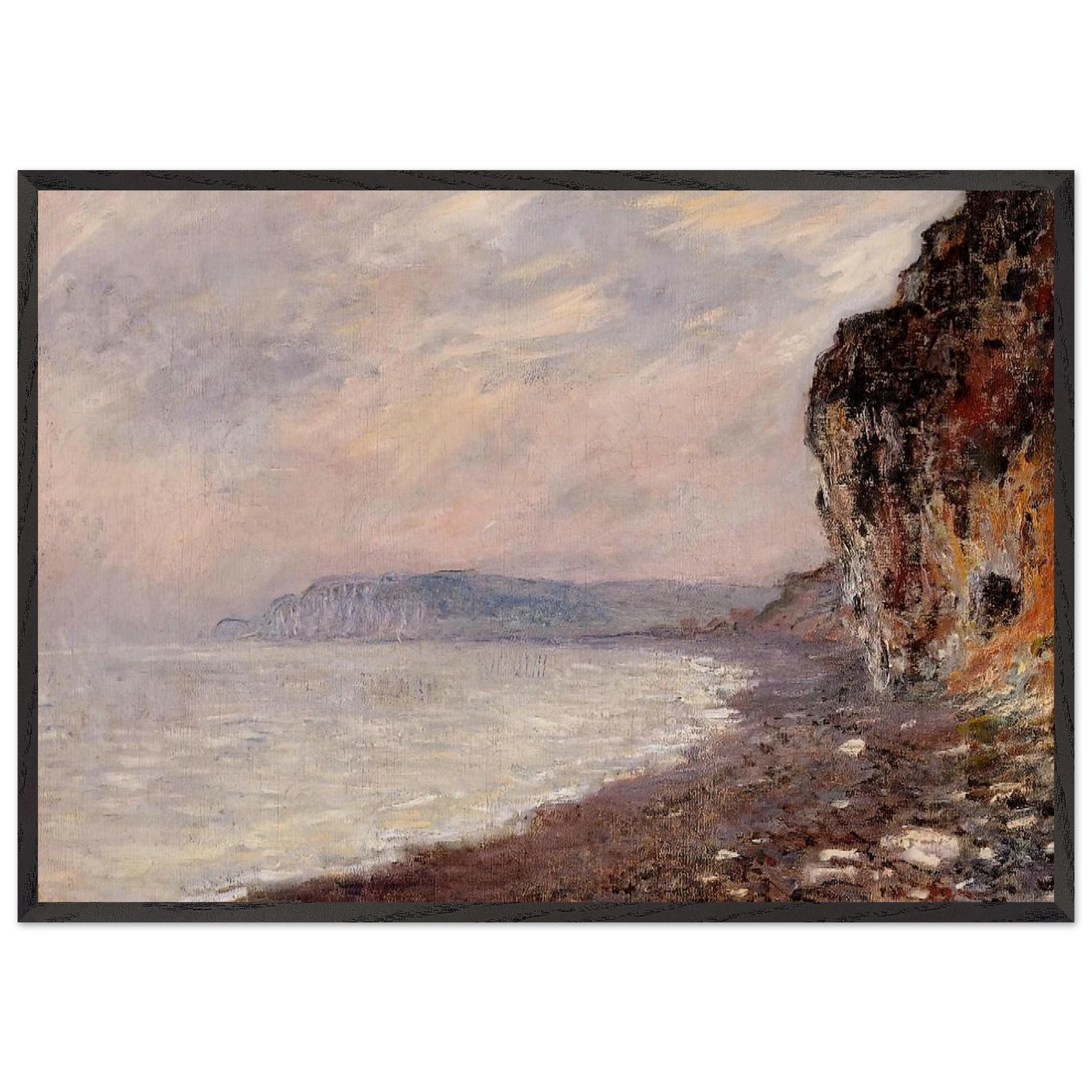 Cliffs at Pourville in the Fog - claude monet Framed Art Print – Black Wooden Frame - Default Title - -Framed Art Print