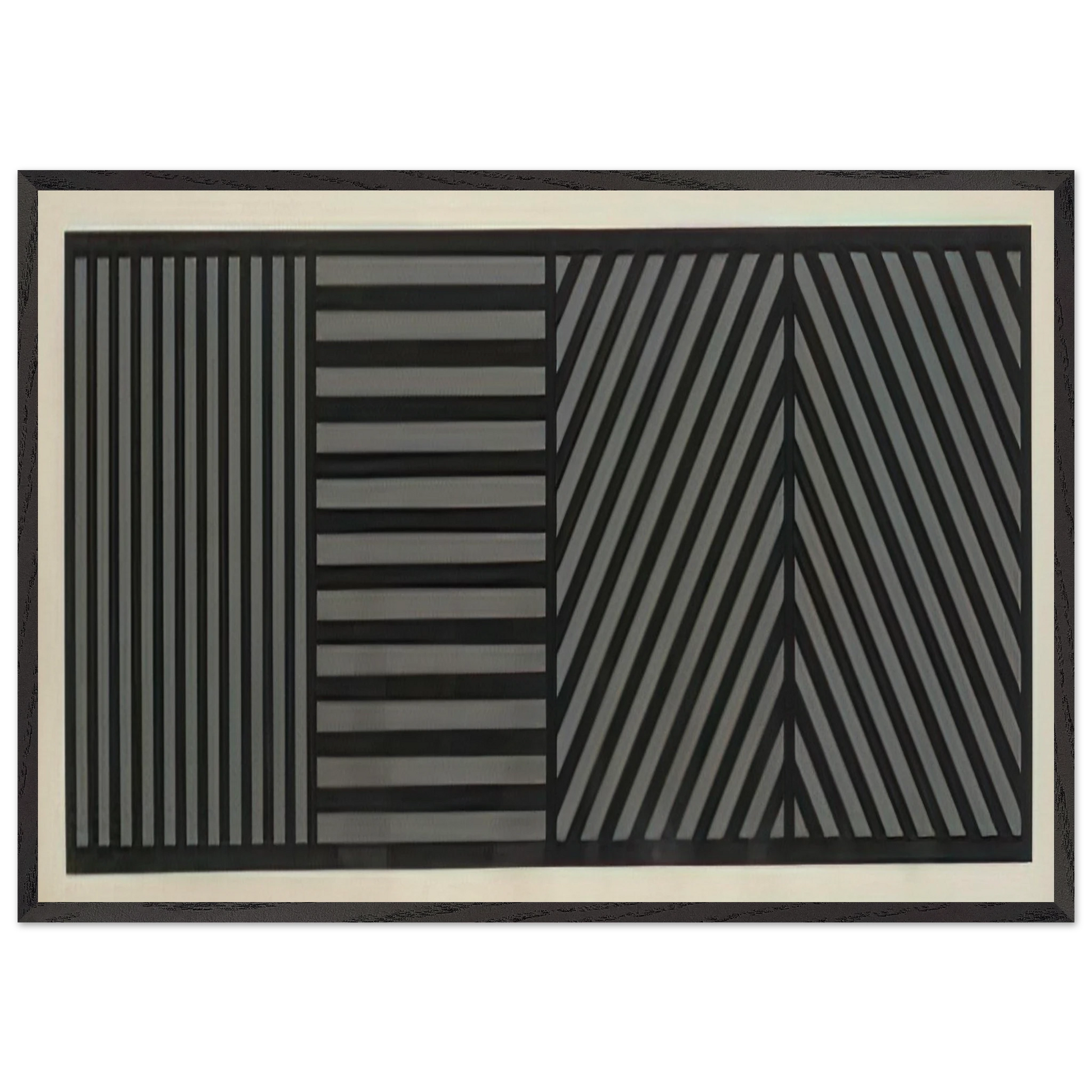 Bands of Lines One Inch Wide in Four Directions in Black and Gray - Sol LeWitt Framed Art Print – Black Wooden Frame - Default Title - -Framed Art Print