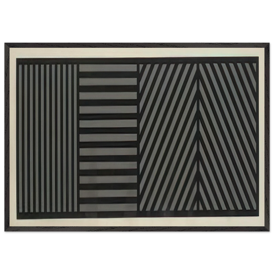 Bands of Lines One Inch Wide in Four Directions in Black and Gray - Sol LeWitt Framed Art Print – Black Wooden Frame - Default Title - -Framed Art Print