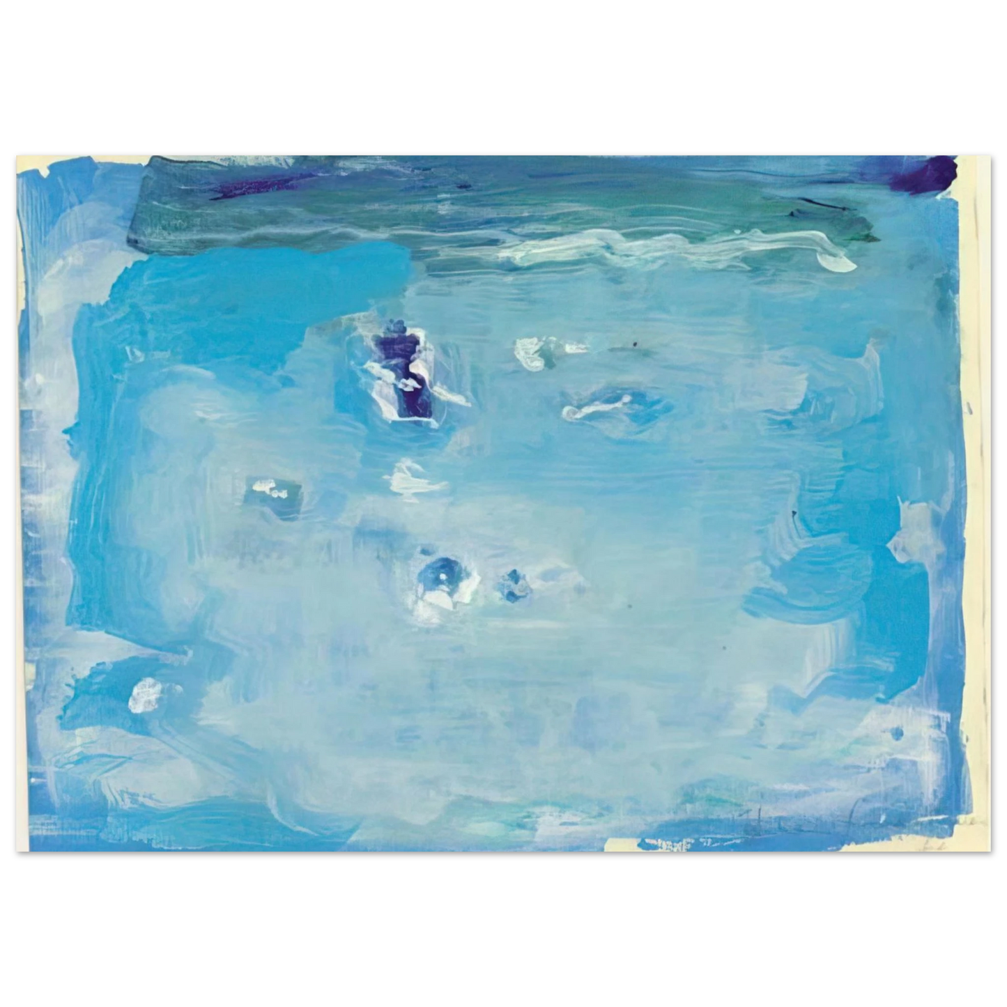 Helen Frankenthaler - Untitled - Color Field Painting, Lyrical Abstraction Wall art - 28x43  cm / XL (11x17 inches) - Premium Wooden Framed Poster With Fine Art Paper - Black frame