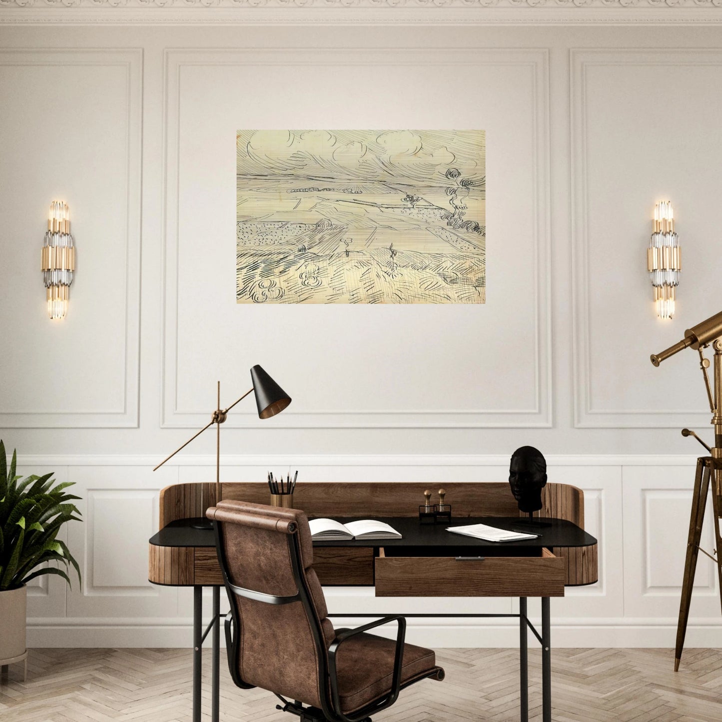 Wheat Fields - Vincent van Gogh Brushed Aluminum Print - 70x100 cm / 28x40 inches | Vincent van Gogh Aluminum Print | Vincent van Gogh Prints