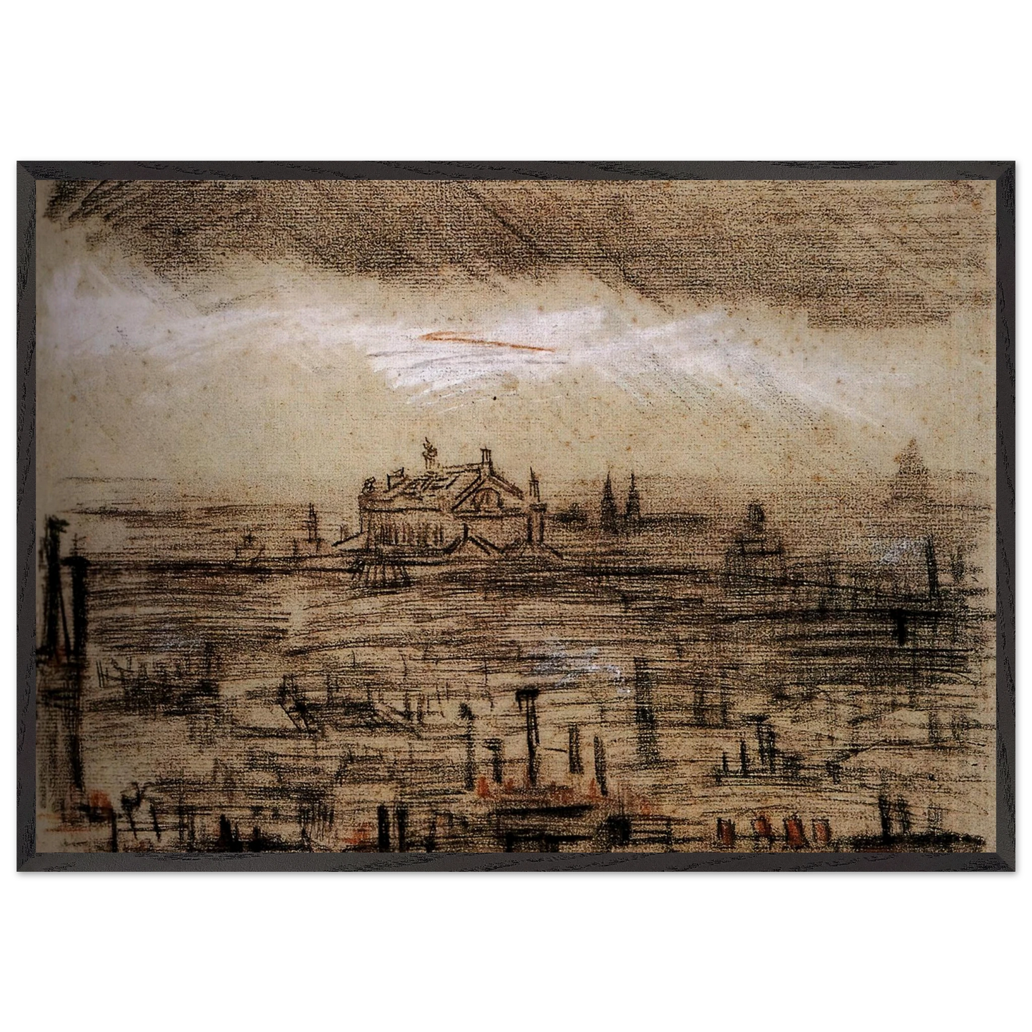 A View of Paris with the Op - Vincent van Gogh Framed Art Print – Black Wooden Frame - Default Title - -Framed Art Print