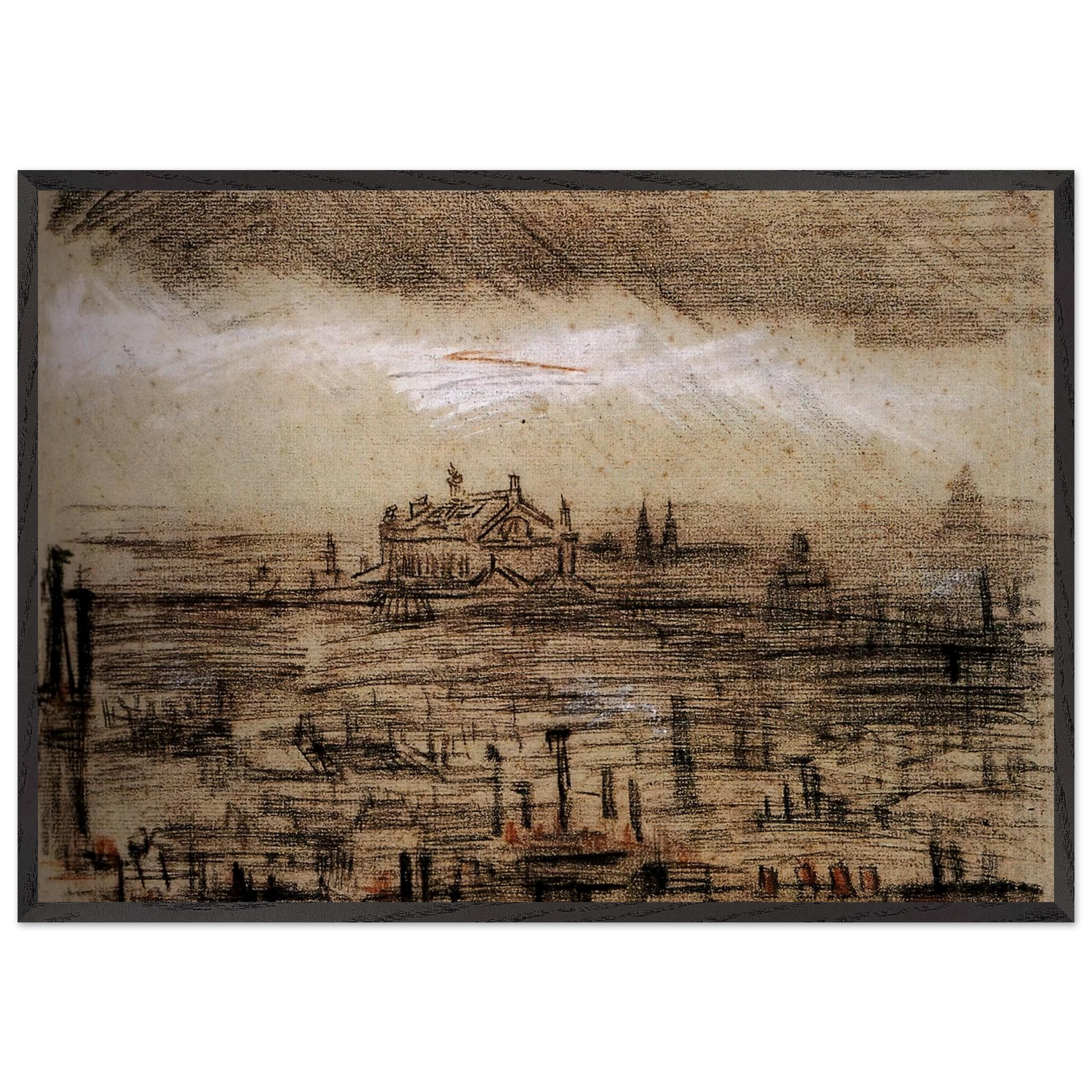 A View of Paris with the Op - Vincent van Gogh Framed Art Print – Black Wooden Frame - Default Title - -Framed Art Print