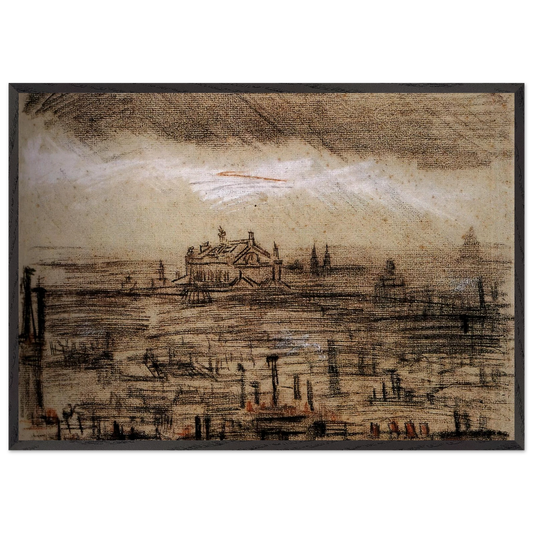 A View of Paris with the Op - Vincent van Gogh Framed Art Print – Black Wooden Frame - Default Title - -Framed Art Print