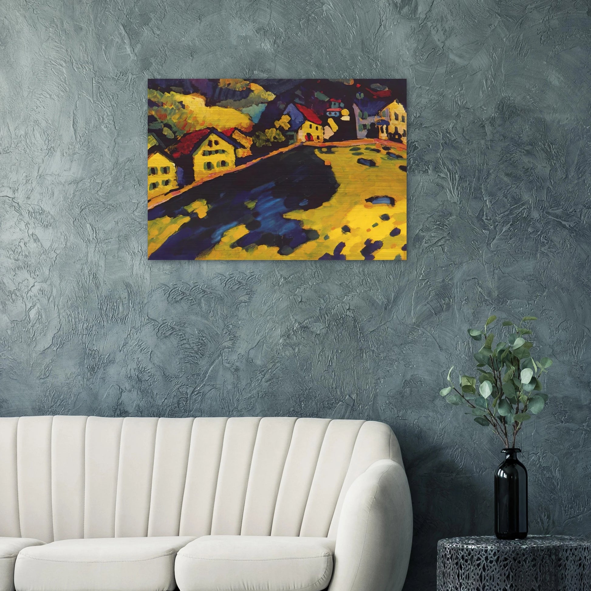HOUSES AT MURNAU 1909 - Wassily Kandinsky Brushed Aluminum Print - 70x100 cm / 28x40 inches | Wassily Kandinsky Aluminum Print | Wassily Kandinsky Prints