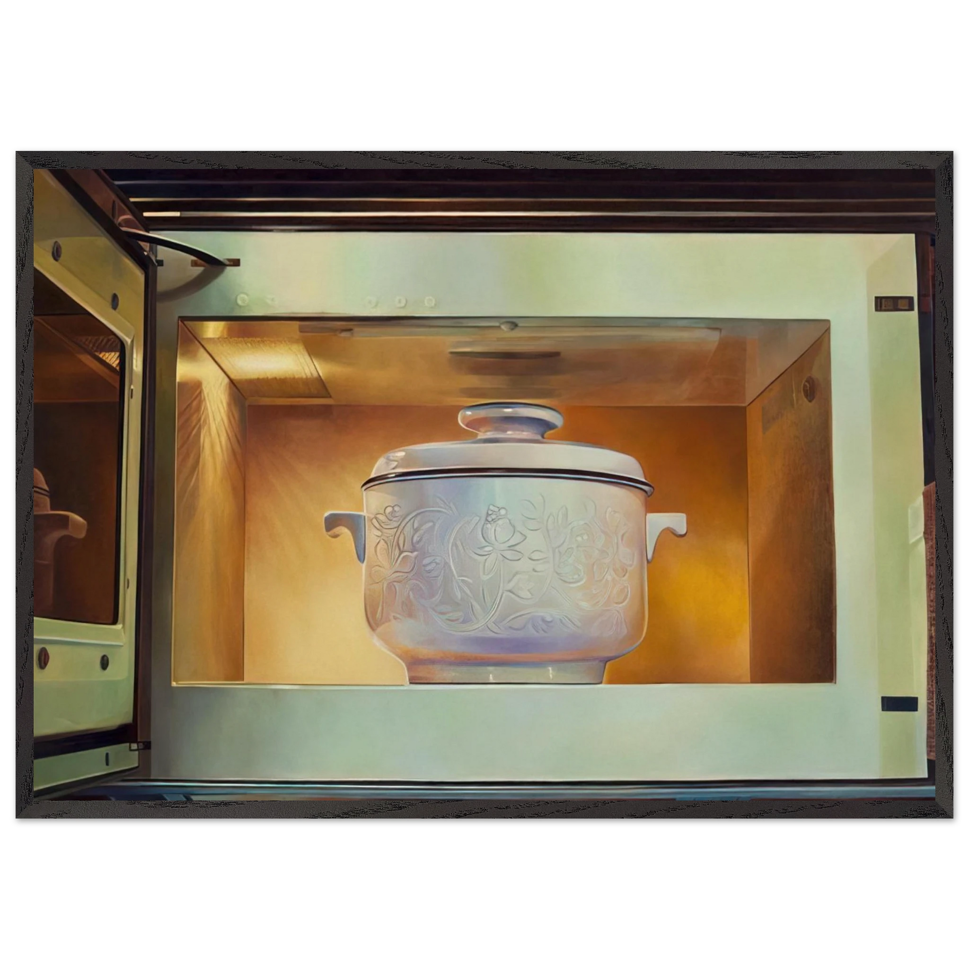 Romancing the Casserole - 1985 - Mary Pratt Framed Art Print – Black Wooden Frame - Default Title - -Framed Art Print