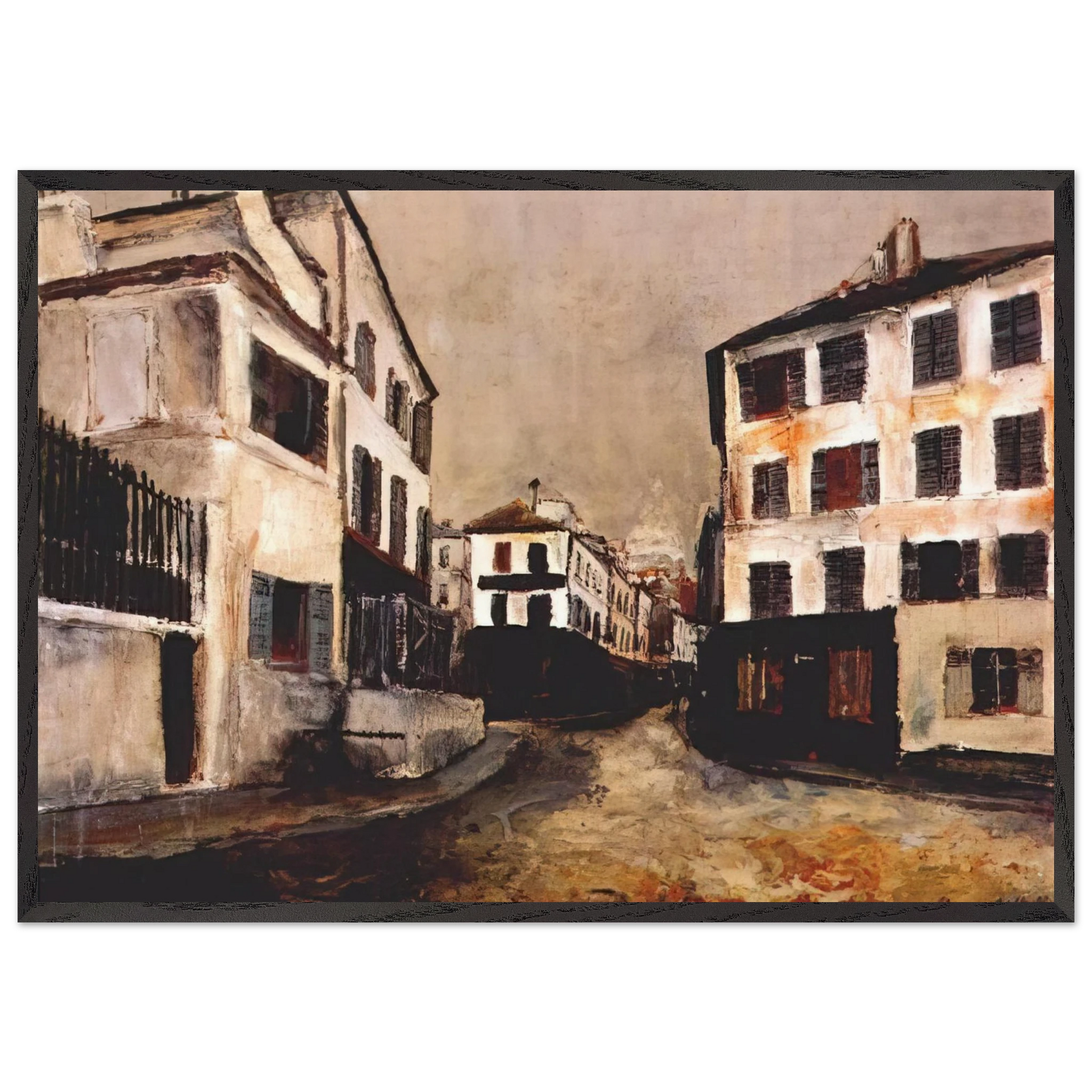 NORVINS STREET - Maurice Utrillo Framed Art Print – Black Wooden Frame - Default Title - -Framed Art Print