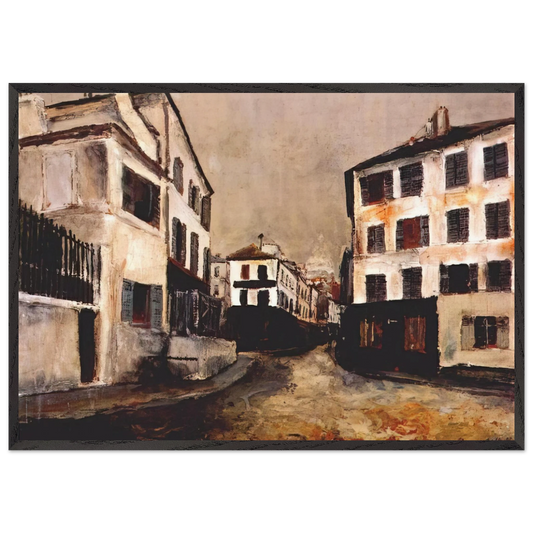 NORVINS STREET - Maurice Utrillo 70x100 cm / 28x40 inches Framed Art Print – Black Wooden Frame