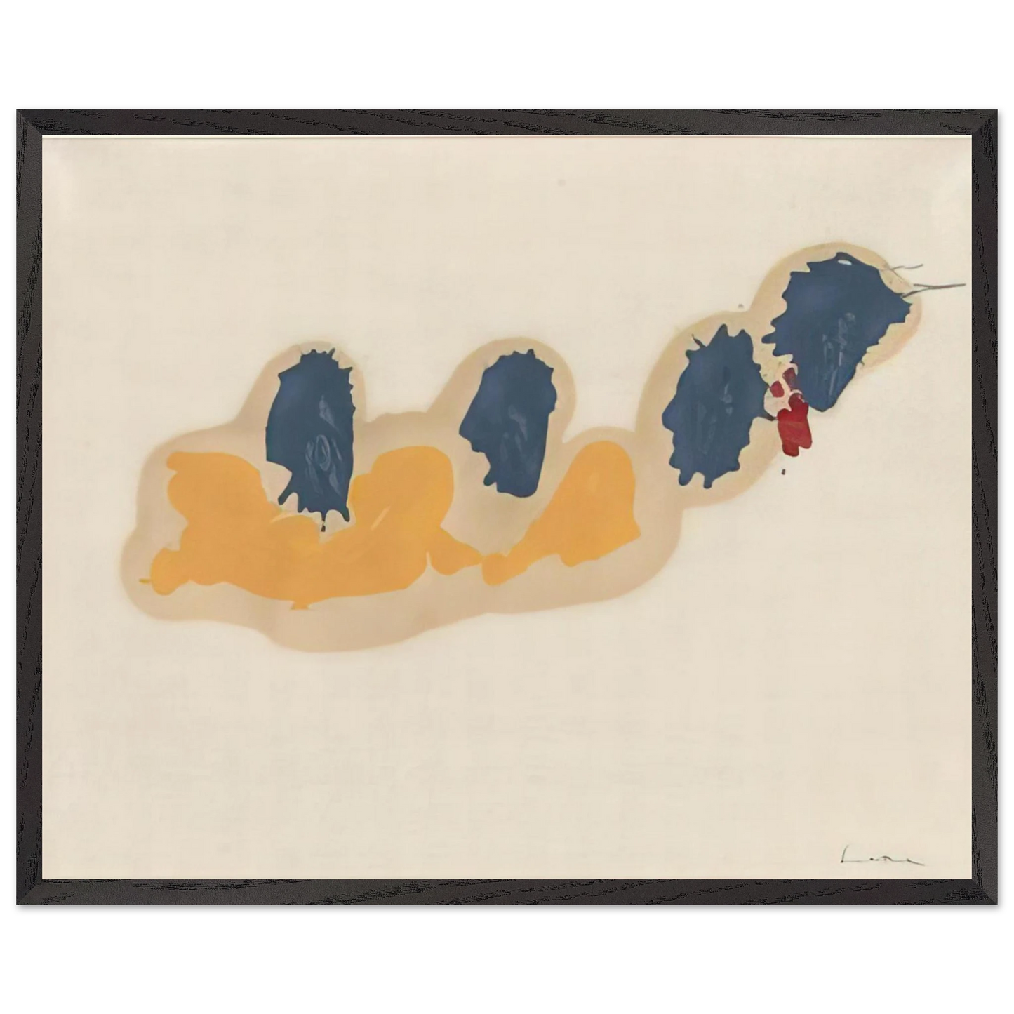 Helen Frankenthaler - April IV - 1960 Wall art - 28x43  cm / XL (11x17 inches) - Premium Wooden Framed Poster With Fine Art Paper - White frame