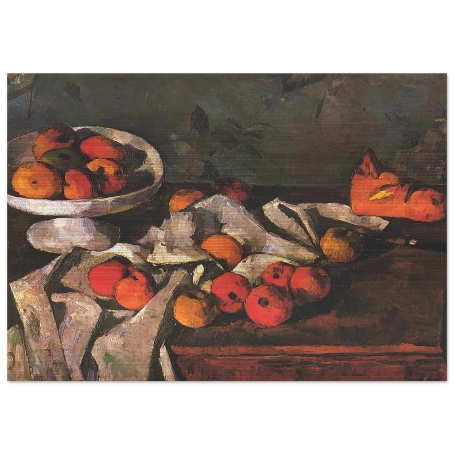 Still life with a fruit dish and apples - Paul Cézanne Brushed Aluminum Print - 70x100 cm / 28x40 inches | Paul Cézanne Aluminum Print | Paul Cézanne Prints
