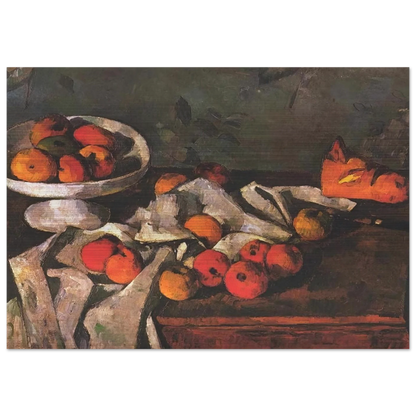 Still life with a fruit dish and apples - Paul Cézanne Brushed Aluminum Print - 70x100 cm / 28x40 inches | Paul Cézanne Aluminum Print | Paul Cézanne Prints
