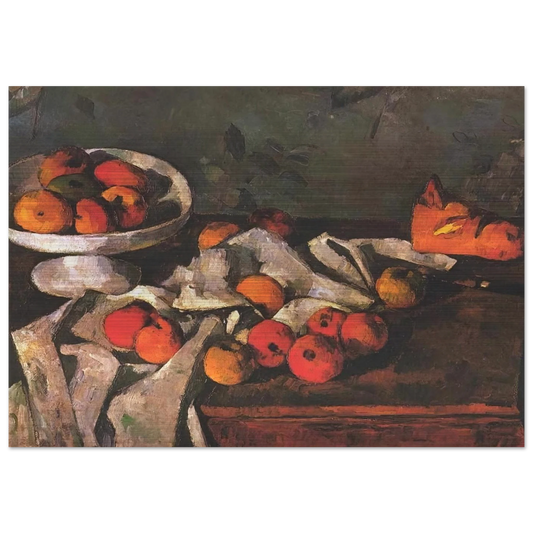 Still life with a fruit dish and apples - Paul Cézanne Brushed Aluminum Print - 70x100 cm / 28x40 inches | Paul Cézanne Aluminum Print | Paul Cézanne Prints