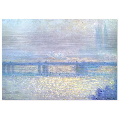 Charing Cross Bridge, Overcast Weather - claude monet Brushed Aluminum Print - 70x100 cm / 28x40 inches | claude monet Aluminum Print | claude monet Prints