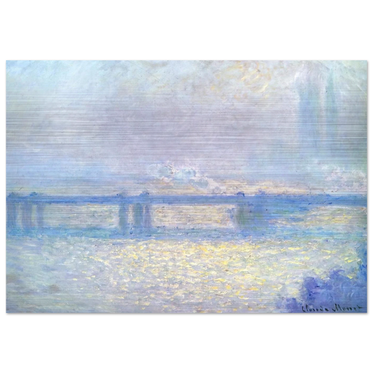 Charing Cross Bridge, Overcast Weather - claude monet Brushed Aluminum Print - 70x100 cm / 28x40 inches | claude monet Aluminum Print | claude monet Prints