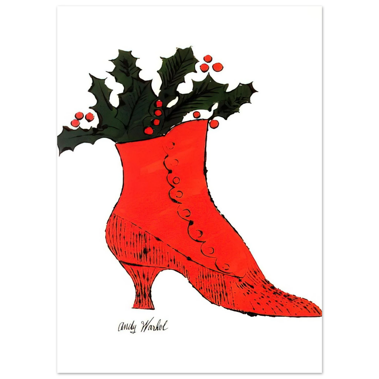 Andy Warhol - Untitled  red Boot Wit Holly  Fine Art Poster - 75x100 cm / 30x40 inches