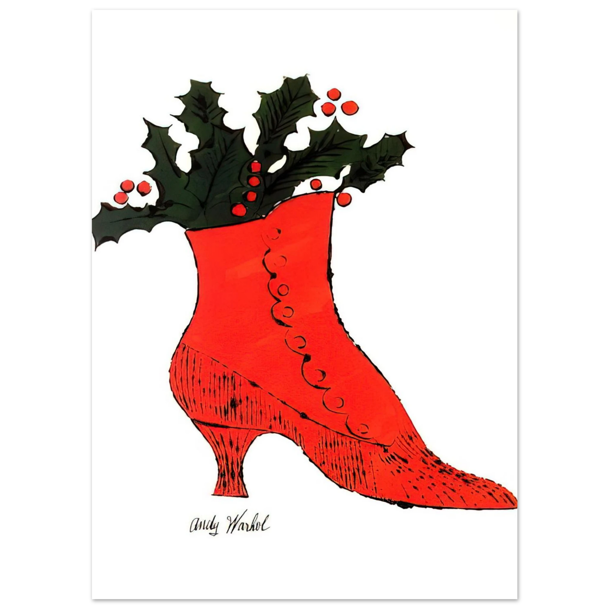 Andy Warhol - Untitled  red Boot Wit Holly  Fine Art Poster - 75x100 cm / 30x40 inches