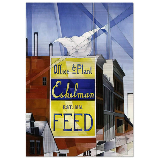 Buildings, Lancaster - 1930 - Charles Demuth Brushed Aluminum Print - 70x100 cm / 28x40 inches | Charles Demuth Aluminum Print | Charles Demuth Prints