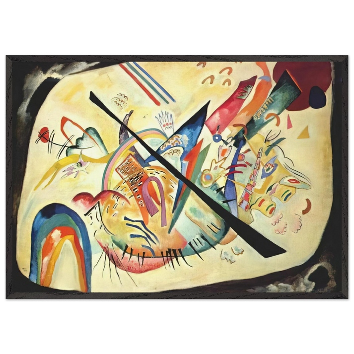 WHITE OVAL 1919 - Wassily Kandinsky 70x100 cm / 28x40 inches Framed Art Print – Black Wooden Frame