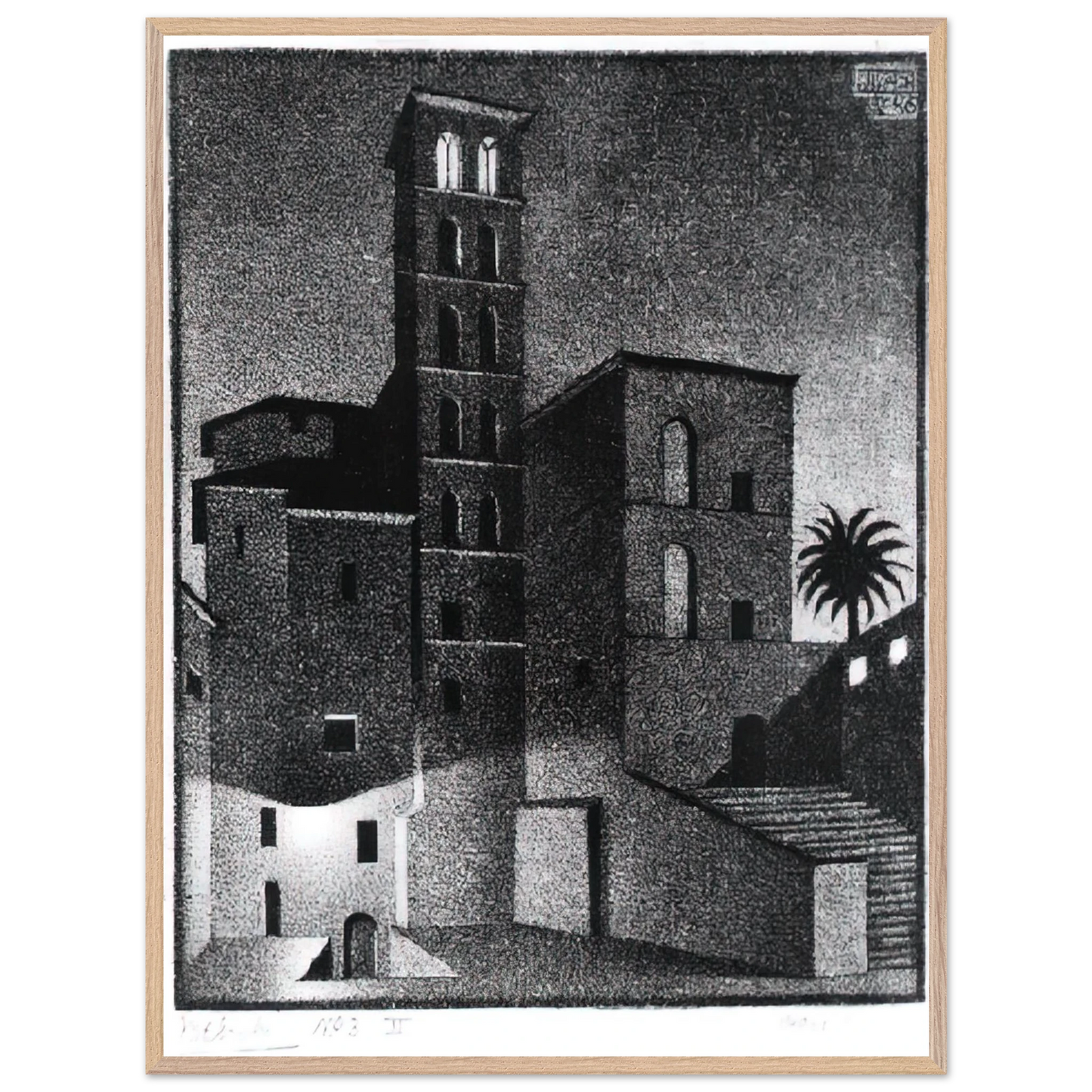 MC Escher - ESCHER (27) Wall Art - 21x29.7 cm / 8x12" - Premium Wooden Framed Poster With Fine Art Paper - Wood frame