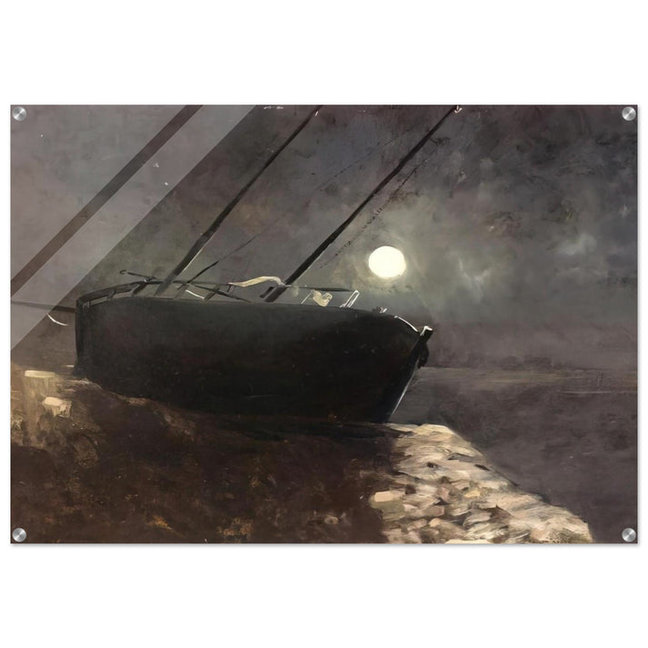 BOAT IN THE MOONLIGHT - Odilon Redon Acrylic Print - 70x100 cm / 28x40″ inches