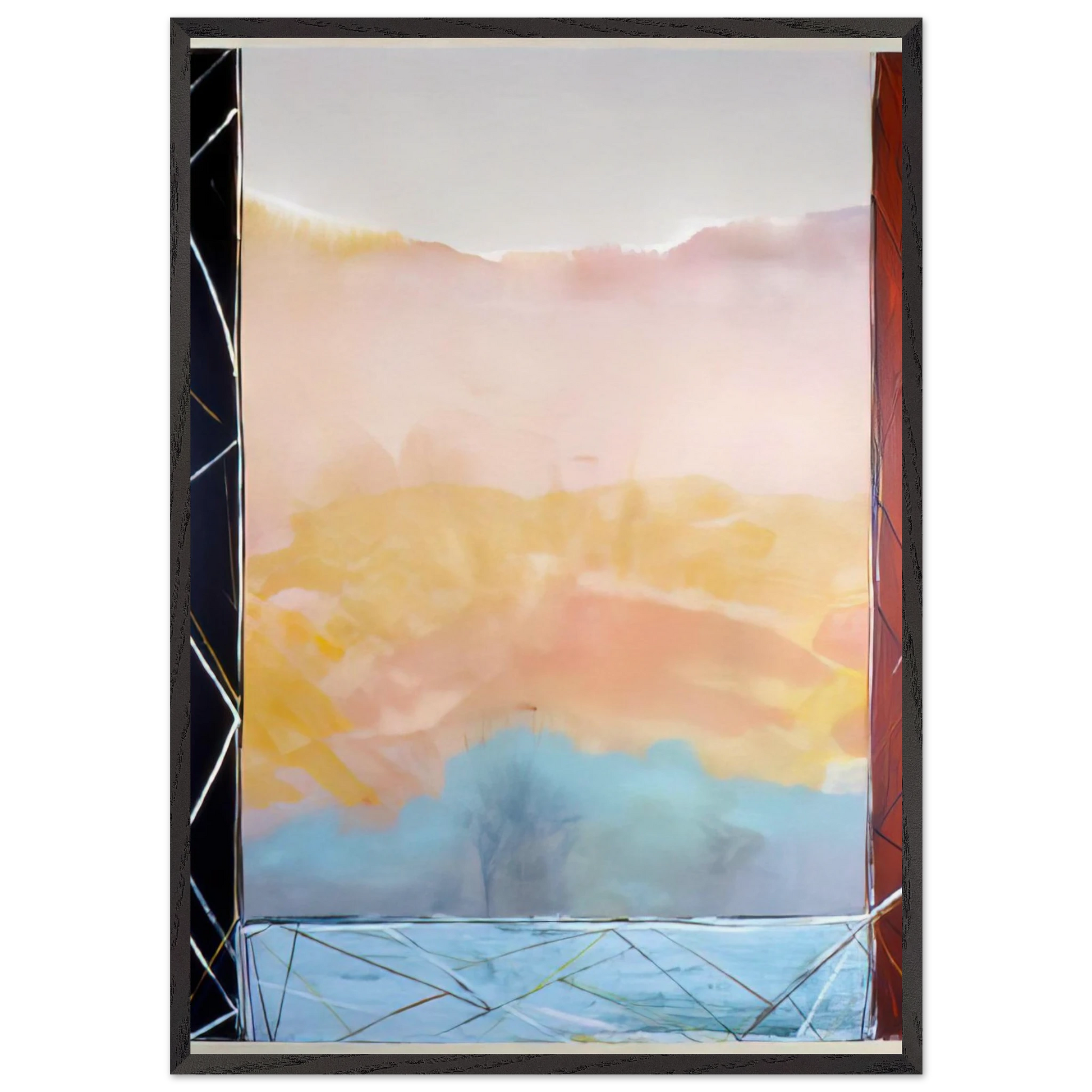 Where The Creek Hits The Rise - 1988 - Ronnie Landfield Framed Art Print – Black Wooden Frame - Default Title - -Framed Art Print