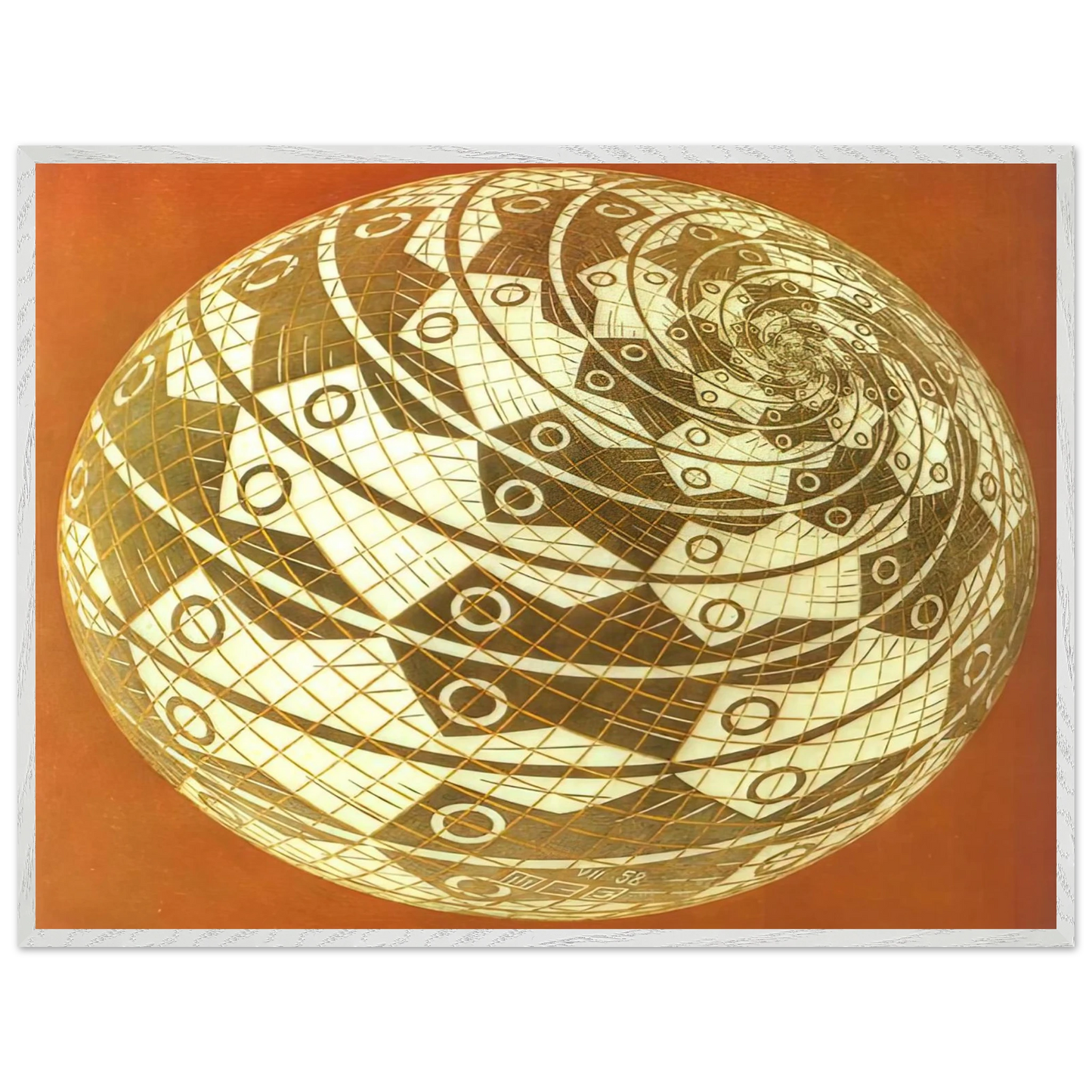 MC Escher - SPHERE SURFACE WITH FISHES COLOUR Wall Art - 60x80 cm / 24x32 inches - Fine Art Poster - -