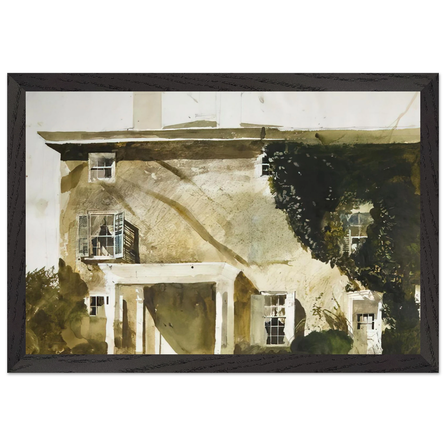 Andrew Wyeth - THE HATTON HOUSE 1967 Wall Art - 60x80 cm / 24x32 inches - Premium Wooden Framed Poster With Fine Art Paper - Black frame