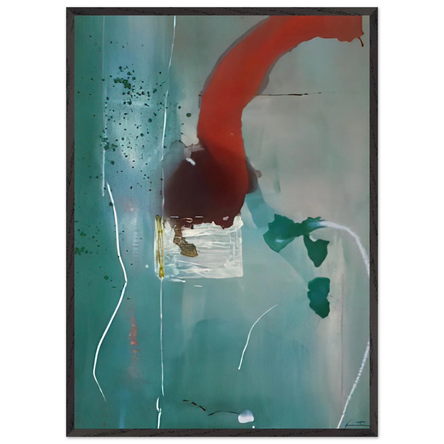 Helen Frankenthaler - Square One - 1985 Wall art - 50x70 cm / 20x28 Inches - Premium Wooden Framed Poster With Fine Art Paper - Black frame