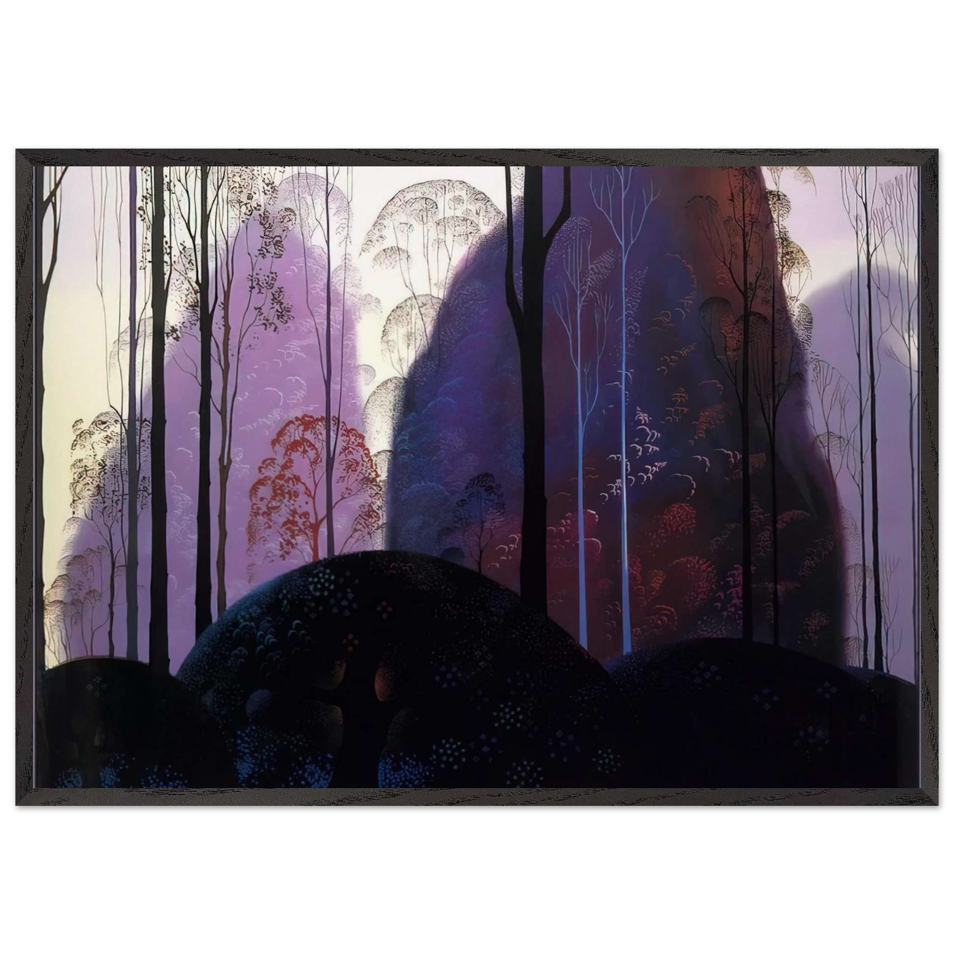 Mauve Redand Purple - Eyvind Earle Framed Art Print – Black Wooden Frame - Default Title - -Framed Art Print