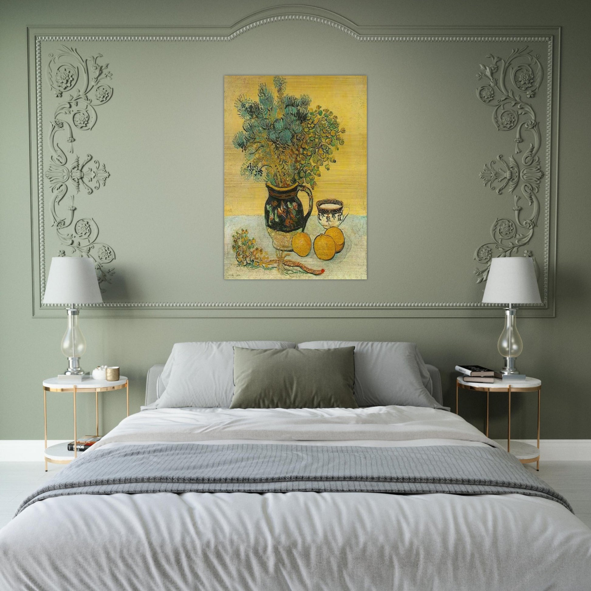 Still Life Majolica Jug with Wildflowers - Vincent van Gogh Brushed Aluminum Print - 70x100 cm / 28x40 inches | Vincent van Gogh Aluminum Print | Vincent van Gogh Prints