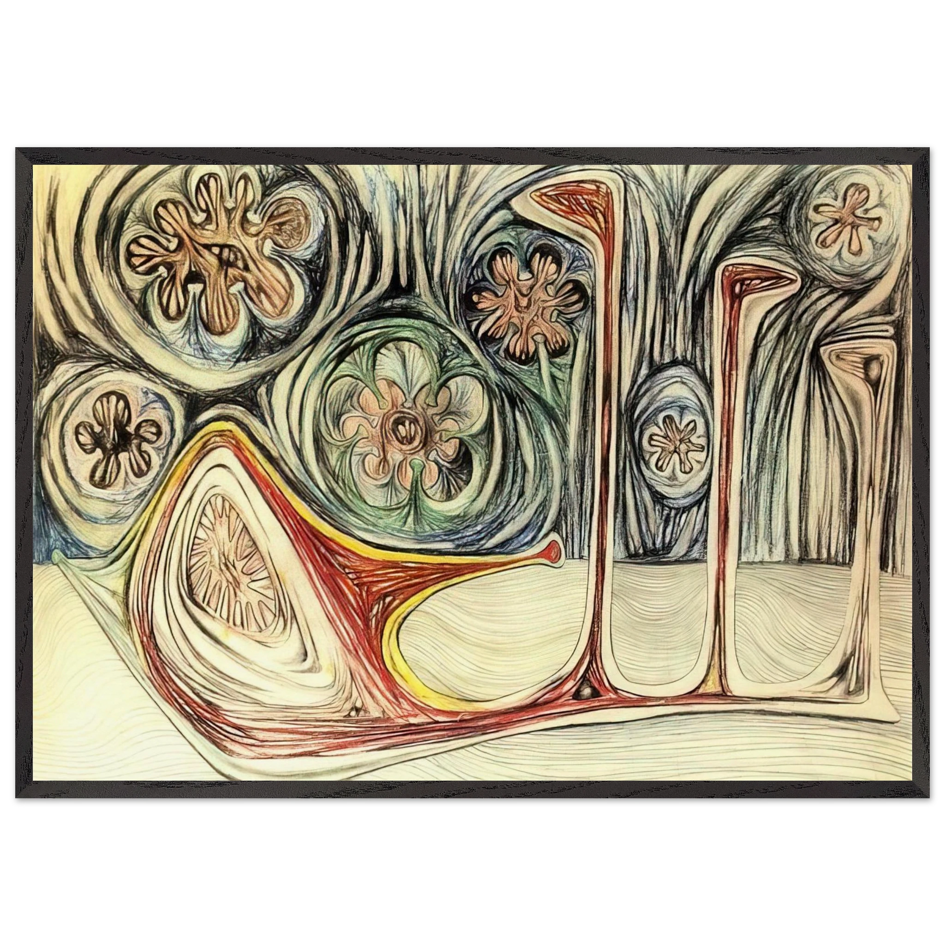 SNAIL S TRACE 1937 - Roberto Matta Framed Art Print – Black Wooden Frame - Default Title - -Framed Art Print