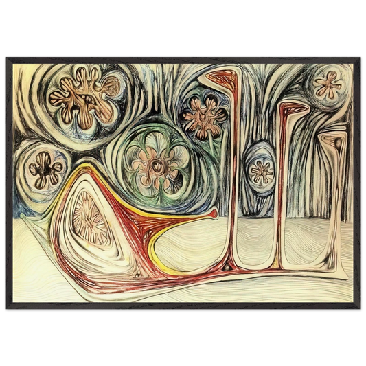 SNAIL S TRACE 1937 - Roberto Matta Framed Art Print – Black Wooden Frame - Default Title - -Framed Art Print