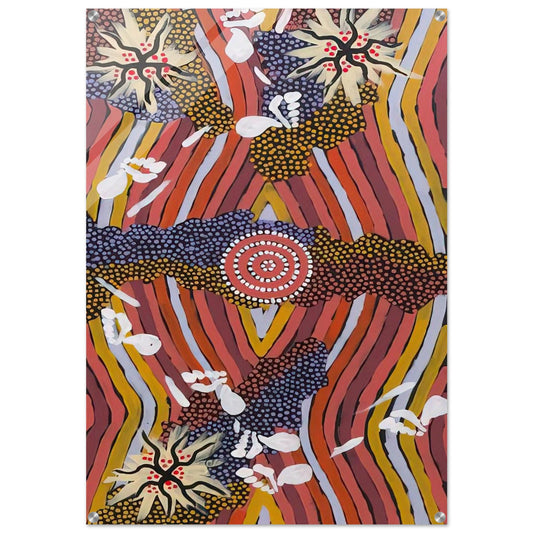 Womans Dreaming - 2000 - Clifford Possum Tjapaltjarri Acrylic Print - 70x100 cm / 28x40″ inches | Clifford Possum Tjapaltjarri Wall Art | Clifford Possum Tjapaltjarri Prints
