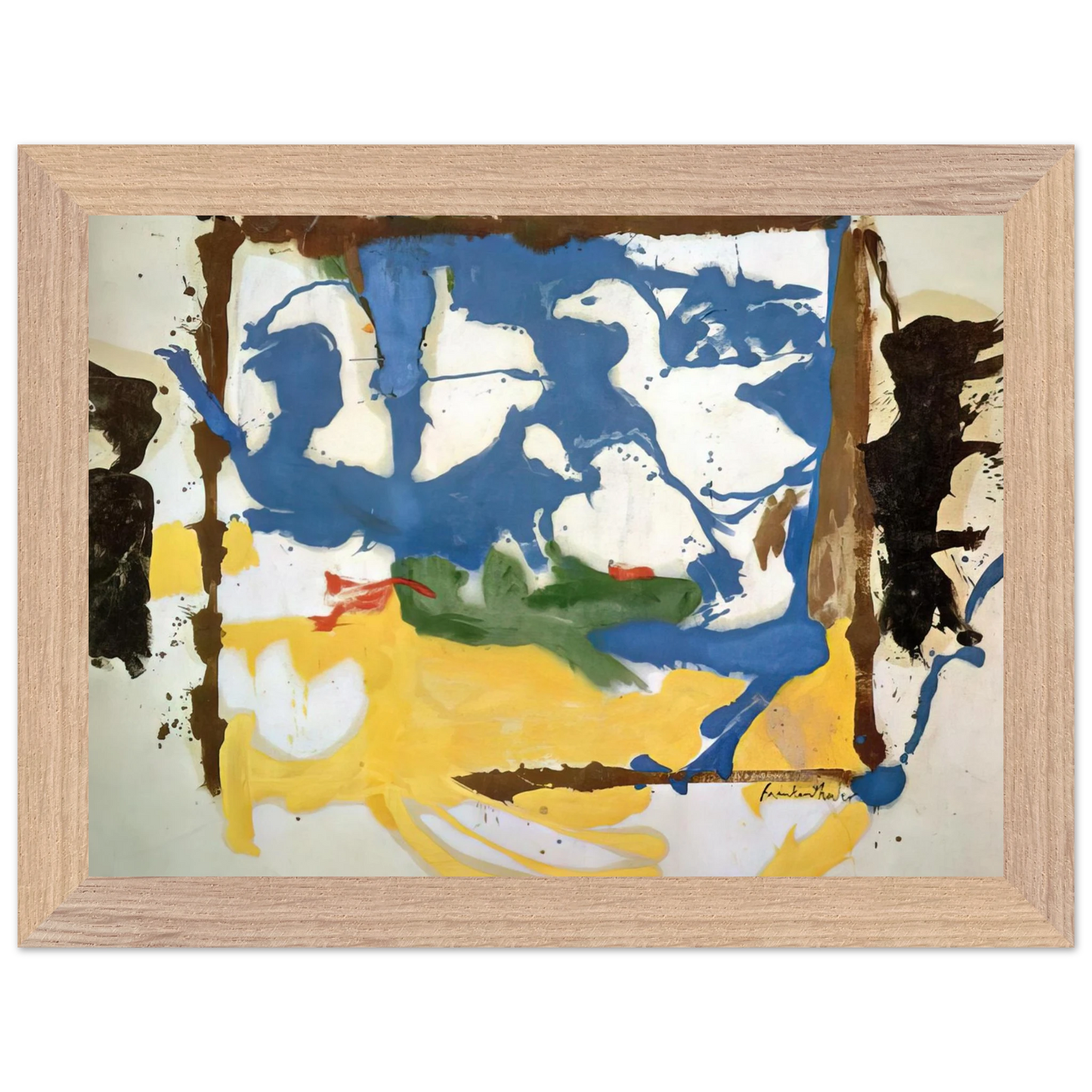Helen Frankenthaler - Swan Lake #2 - 1961 Wall art - 70x100 cm / 28x40 inches - Premium Wooden Framed Poster With Fine Art Paper - Wood frame